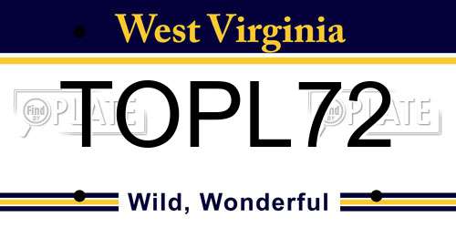 TOPL72 West Virginia License Plate