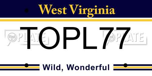 TOPL77 West Virginia License Plate