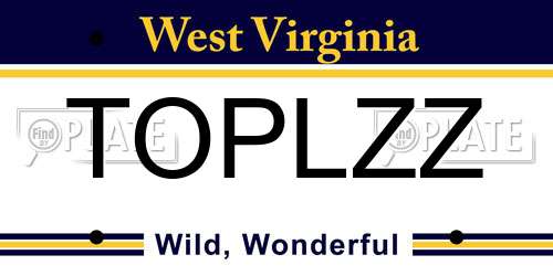 TOPLZZ West Virginia License Plate