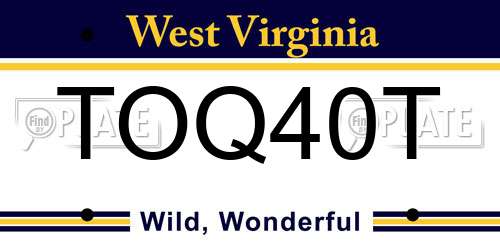 TOQ40T West Virginia License Plate