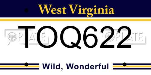 TOQ622 West Virginia License Plate