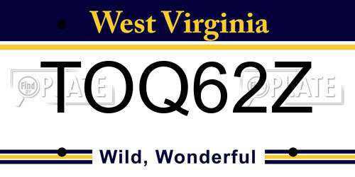 TOQ62Z West Virginia License Plate
