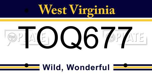 TOQ677 West Virginia License Plate