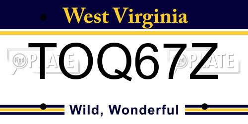 TOQ67Z West Virginia License Plate