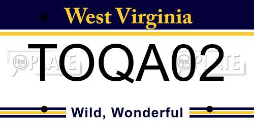 TOQA02 West Virginia License Plate