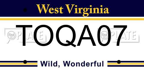 TOQA07 West Virginia License Plate