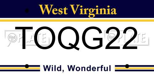 TOQG22 West Virginia License Plate