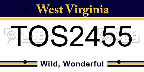 TOS2455 West Virginia License Plate