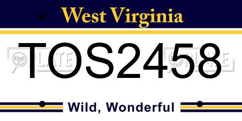 TOS2458 West Virginia License Plate