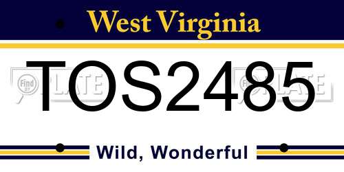 TOS2485 West Virginia License Plate
