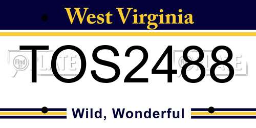 TOS2488 West Virginia License Plate