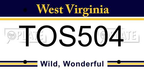 TOS504 West Virginia License Plate