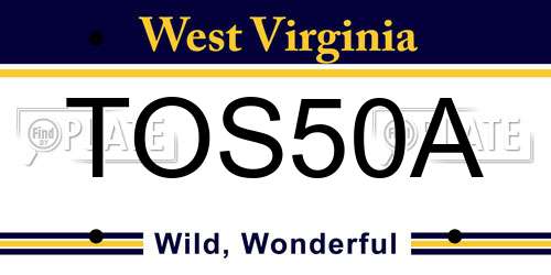 TOS50A West Virginia License Plate