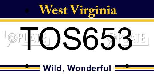 TOS653 West Virginia License Plate