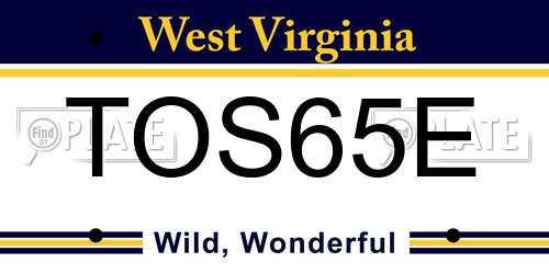 TOS65E West Virginia License Plate