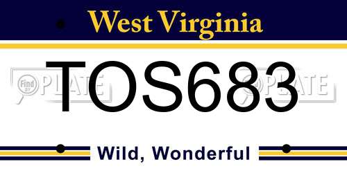TOS683 West Virginia License Plate