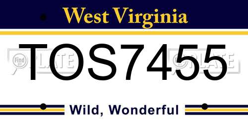TOS7455 West Virginia License Plate