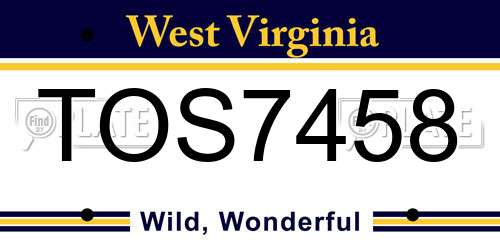 TOS7458 West Virginia License Plate