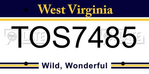 TOS7485 West Virginia License Plate