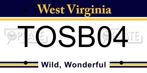 TOSB04 West Virginia License Plate