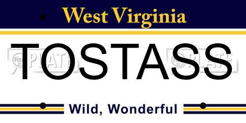 TOSTASS West Virginia License Plate