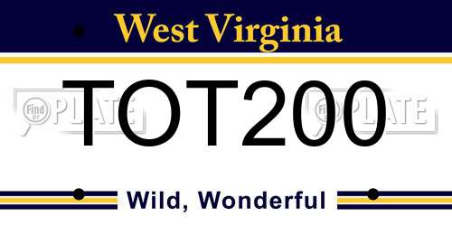 TOT200 West Virginia License Plate