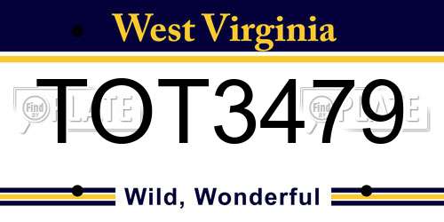 TOT3479 West Virginia License Plate
