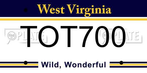 TOT700 West Virginia License Plate