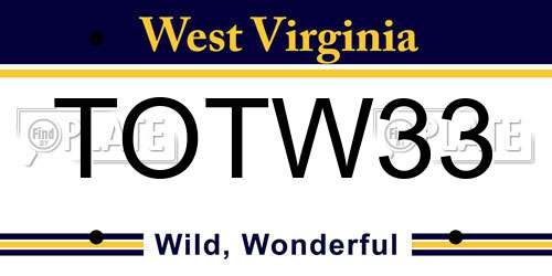 TOTW33 West Virginia License Plate