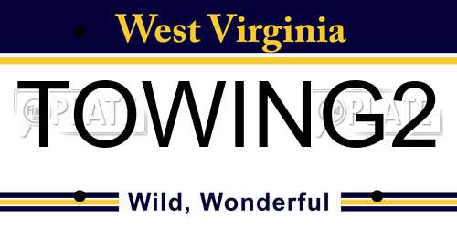 TOWING2 West Virginia License Plate