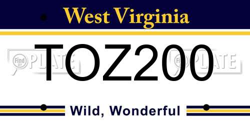 TOZ200 West Virginia License Plate