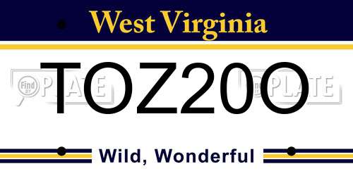 TOZ20O West Virginia License Plate