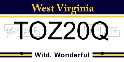 TOZ20Q West Virginia License Plate