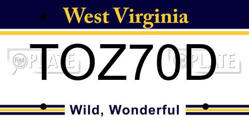 TOZ70D West Virginia License Plate