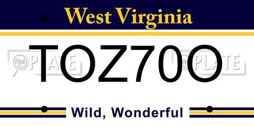 TOZ70O West Virginia License Plate
