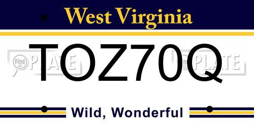 TOZ70Q West Virginia License Plate