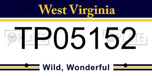 TP05152 West Virginia License Plate