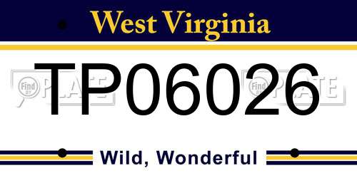 TP06026 West Virginia License Plate