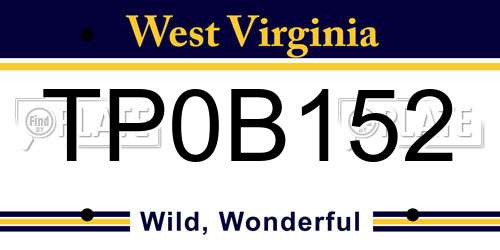 TP0B152 West Virginia License Plate