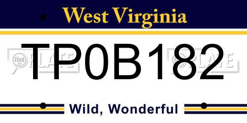 TP0B182 West Virginia License Plate