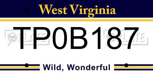 TP0B187 West Virginia License Plate