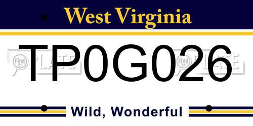 TP0G026 West Virginia License Plate