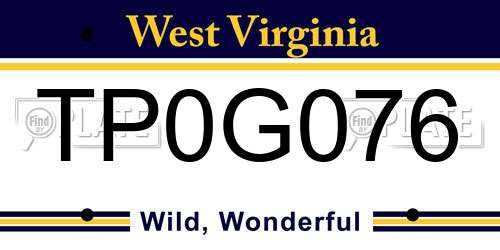 TP0G076 West Virginia License Plate