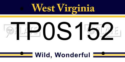 TP0S152 West Virginia License Plate