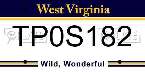 TP0S182 West Virginia License Plate