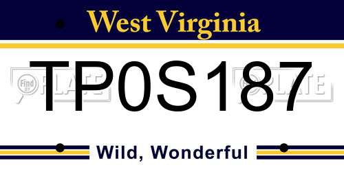 TP0S187 West Virginia License Plate