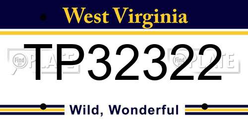 TP32322 West Virginia License Plate