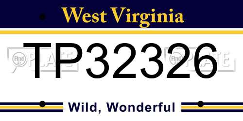 TP32326 West Virginia License Plate