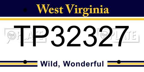 TP32327 West Virginia License Plate