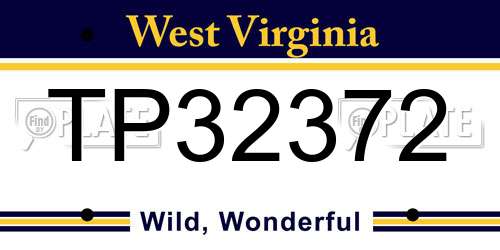 TP32372 West Virginia License Plate
